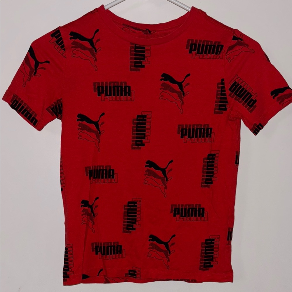 3D Graphic Puma Red and Black Logo Short Sleeve Tee